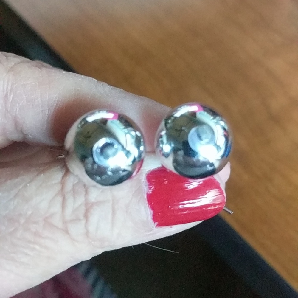 Silver Tone Ball Dangle Earrings - image 4